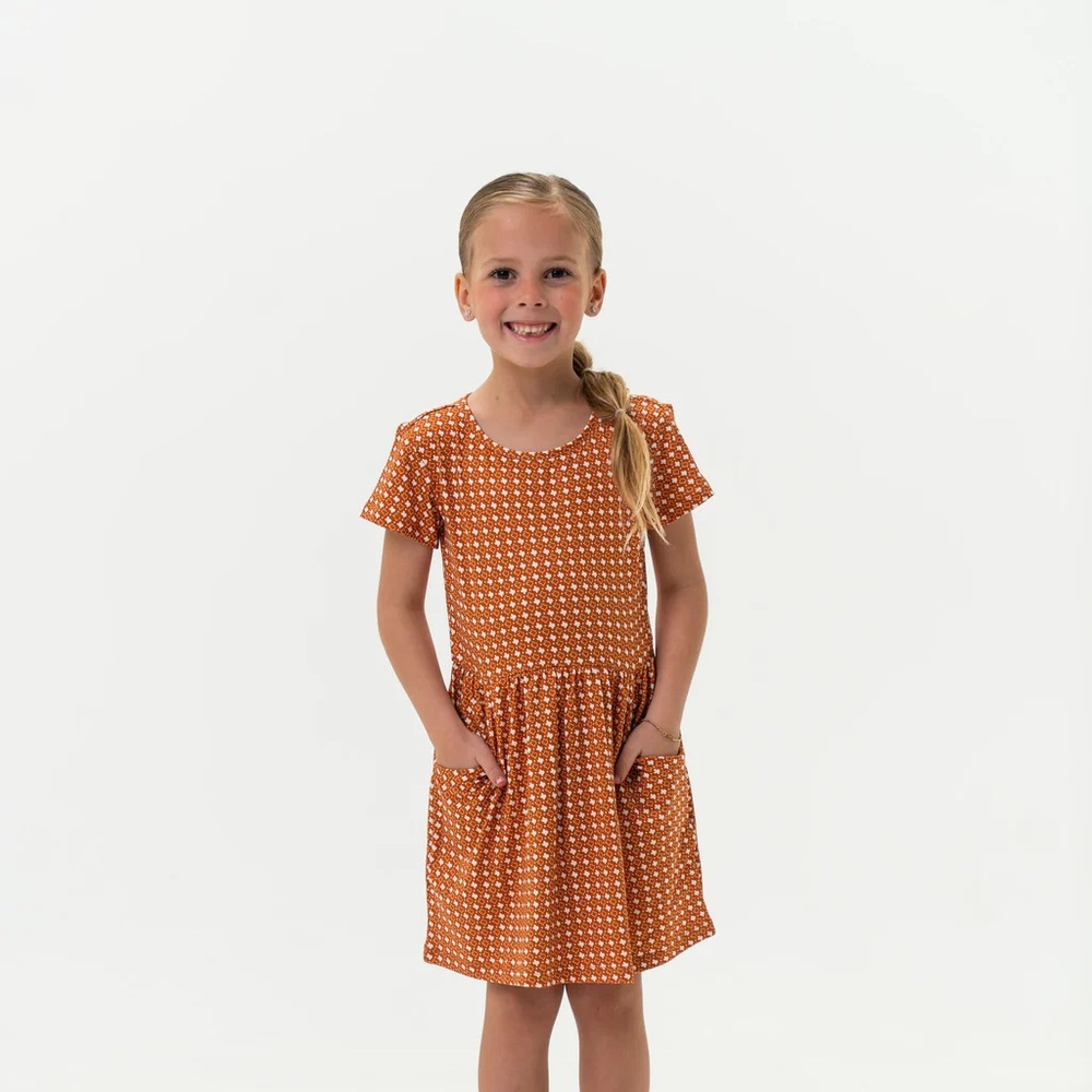 Burlebo Youth Moxie Dress - Texas - Orange & White Texas longhorns size 4